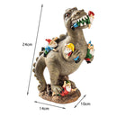 Dinosaur Eating Gnomes Garden Statue Outdoor Art Sculpture for Patio (L) Newly