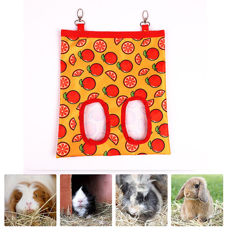 Hay Bag Hanging Pouch Holder Feeding Container for Rabbit Guinea Pig (C) Newly
