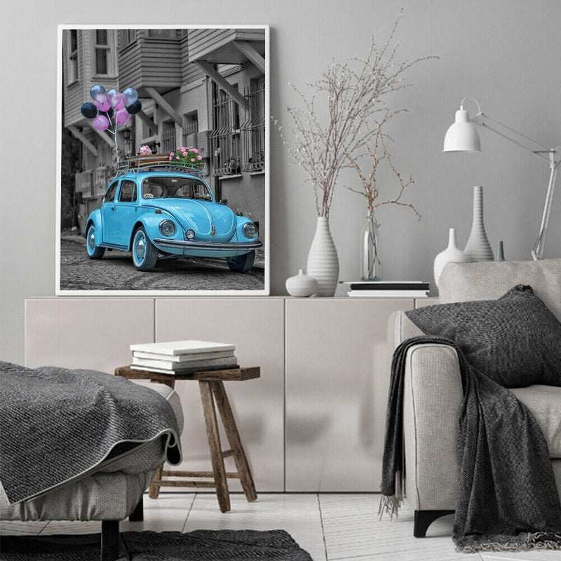 Frameless Oil Paint By Numbers DIY Balloon Car Picture Craft Kit for Bedroom