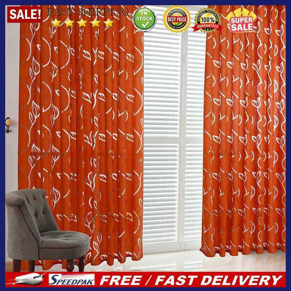 2pcs2mSemi Blackout Curtain Simple Vine Leaf Partition Window Decor(Orange)