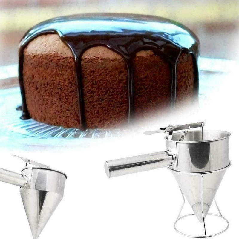 Steel Piston Funnel Pancake Batter Candy Tool Baking Cake Stand A8D2