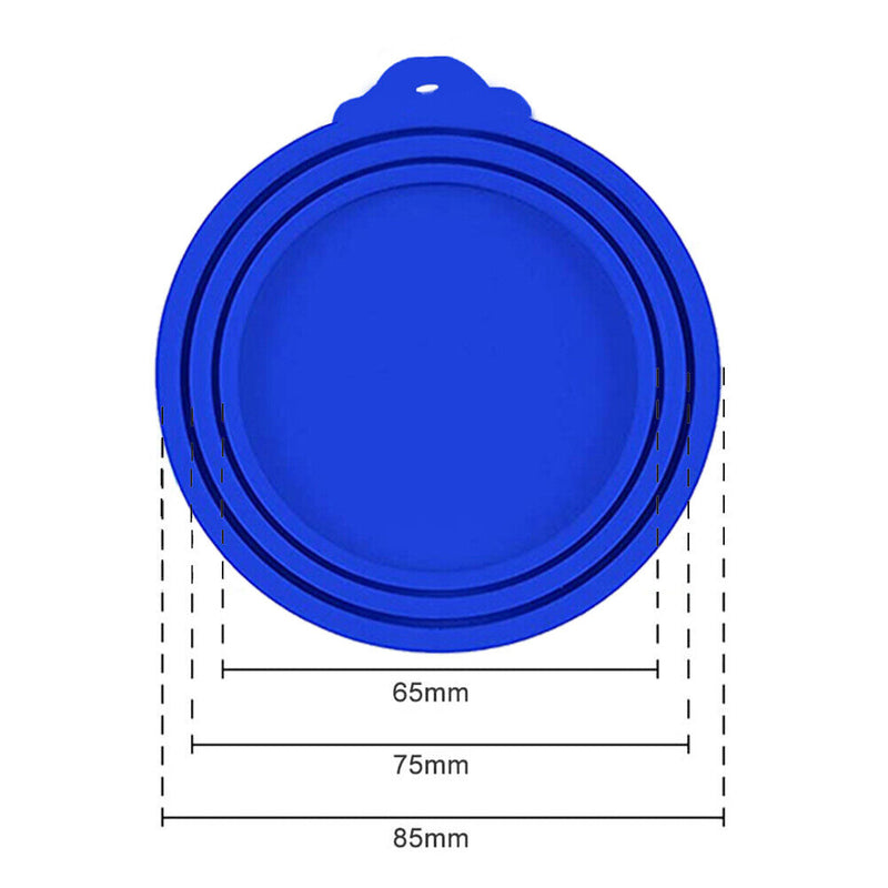 Silicone Canned Lids Reusable Cover Food Keeper Lid for Pets (Dark Blue) Newly