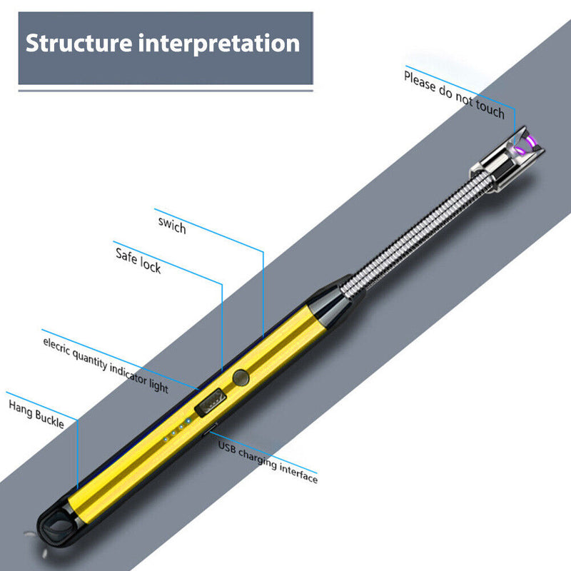 360 Rotation BBQ Lighter USB Windproof Flameless Plasma Ignition for Gas Stove