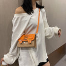 Women Leather Crossbody Bag Female Graffiti Belt Buckle Shoulder Sling Handbags