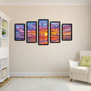 Full Cross Stitch 11CT Cotton Thread DIY 5 Panels Sea Sunset Home Decoration Set