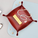 Desktop Organizer Folding Storage Box Leather Tray for Dice Key Coin (A) Newly