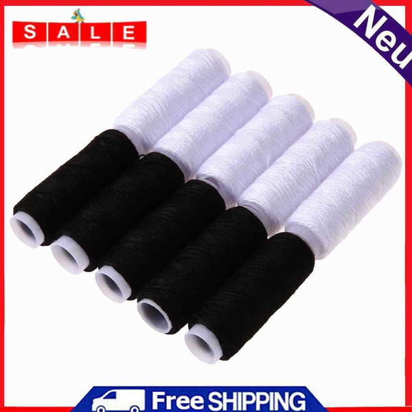 10PCS Polyester Sewing Thread White/Black Hand Quilting Embroidery Sewing Thread Yarn