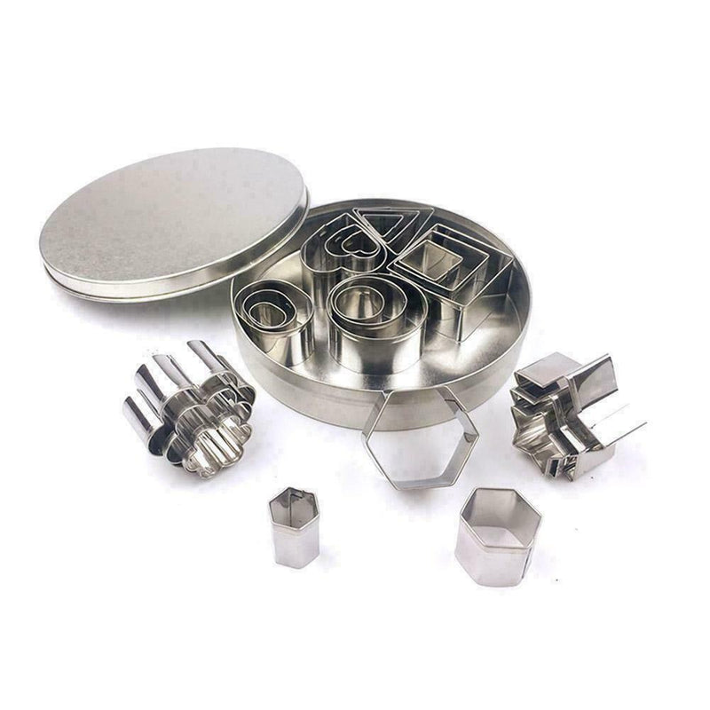 24x Biscuit Cutters Cookie Cutter Set Steel Molds Baking P4Z5 Slicer K9T4