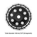 Diamond Segment Grinding Cup Wheel Disc 2 Row Stone Brick Grinder (180mm) Newly