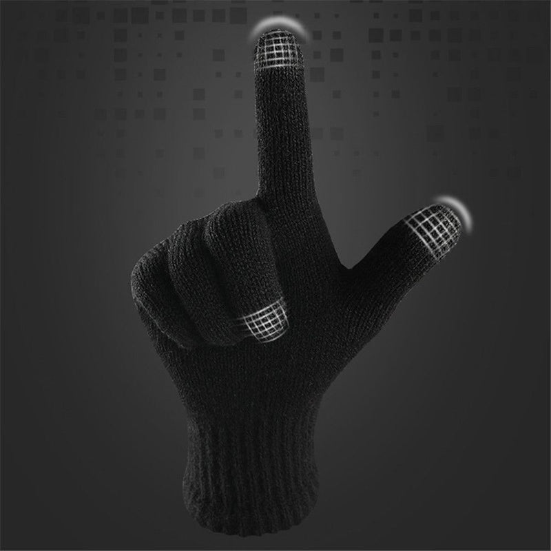 Women Thick Plush Knitted Wool Mitts Full Finger Mittens Sport Cycling Gloves