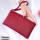 Fashion Women Change Messenger Bag Portable Clutch PU Wallet (Wine Red)