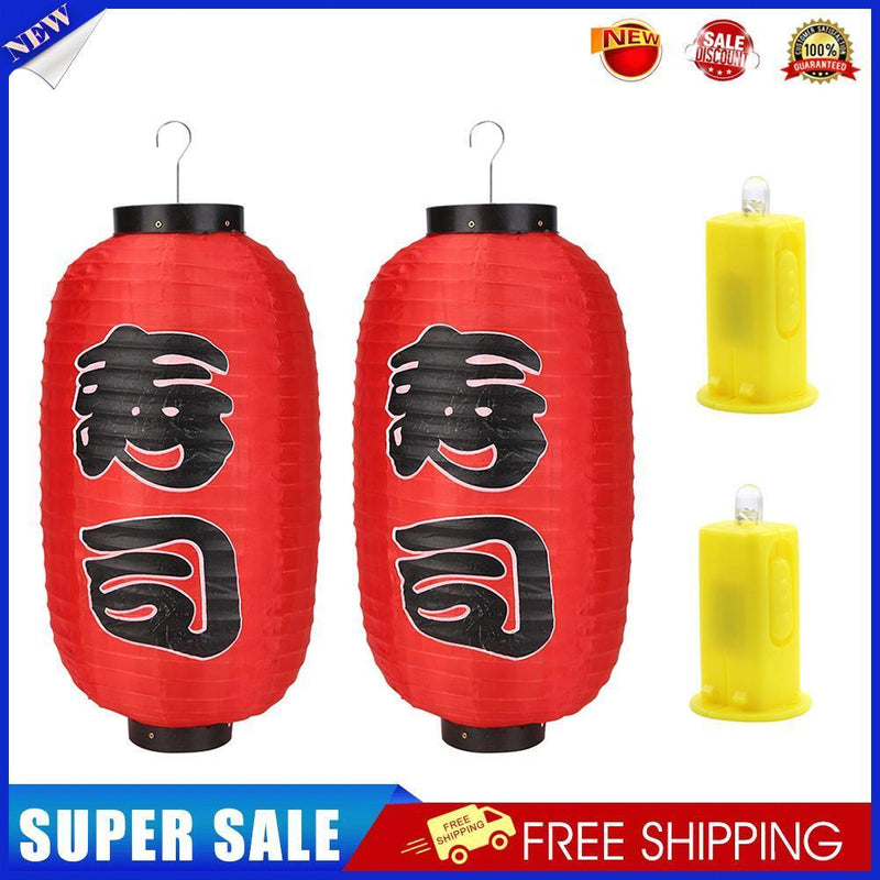 2x Hanging Lantern Cloth Decor Ornaments with LED Wicks Festival Supplies