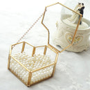 Hexagon Transparent Glass Jewelry Box Wedding Ring Earrings Holder (Heart)