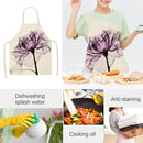 Kitchen Linen Apron Purple Flower Print Home Cooking Baking Bibs Accessories