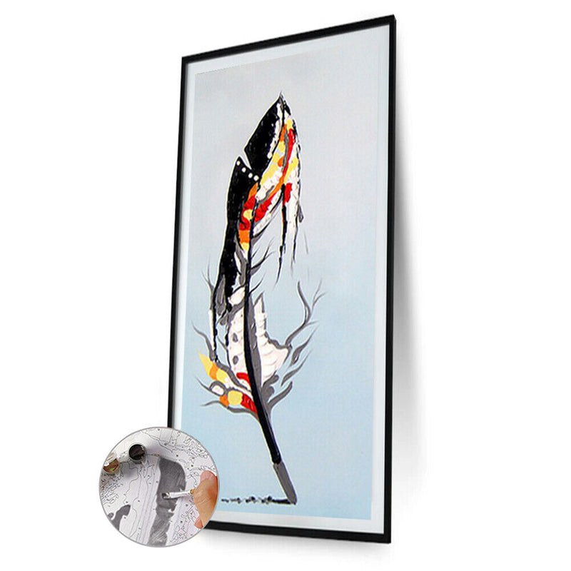 Frameless Oil Paint By Numbers DIY Feather Picture Craft Room Decoration Kit