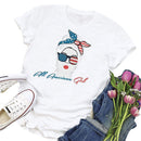 Independence Day America Girl Tea T-Shirt (White M)