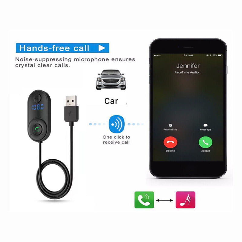 USB Car Bluetooth - Compatible Receiver Wireless Adapter for Hands-Free Amplifier