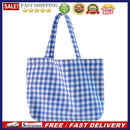 Women Portable Cloth Shopping Handbag Simple Plaid Picnic Large Capacity Tote