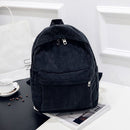 Preppy Style Corduroy Solid Color Knapsack Women Travel Large Capacity Handbags