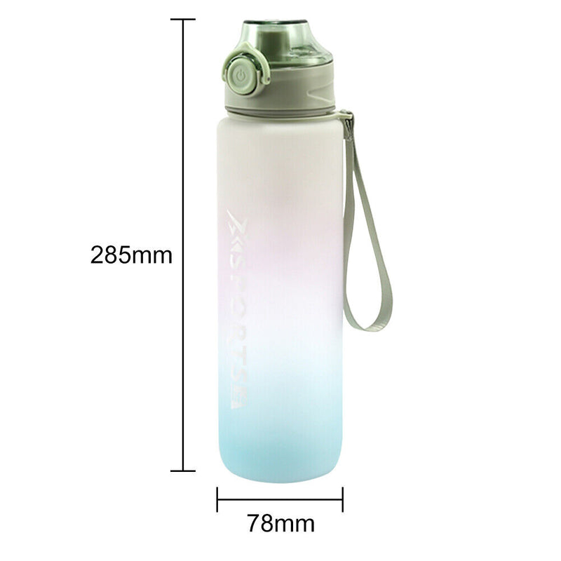 1000ML Plastic Water Bottle with Handle One-button Lock Space Cup (Green) Newly