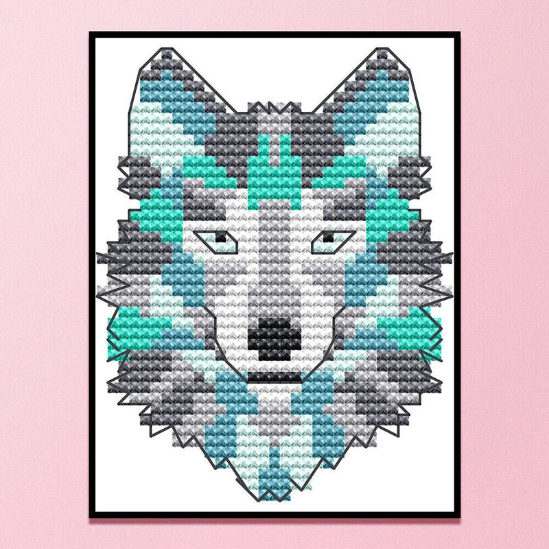 14CT Partial Cross Stitch Wolf Counted DIY Embroidery Needlework Animal Wall Art