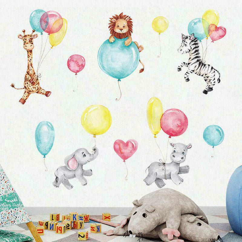 Cute Flying Animals Wall Decals Zebra Lion Elephant Decals Wall Room For M8T9