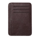 Retro Women PU Litchee Pattern Pure Color Card Case Mini Purse (Dark Brown)