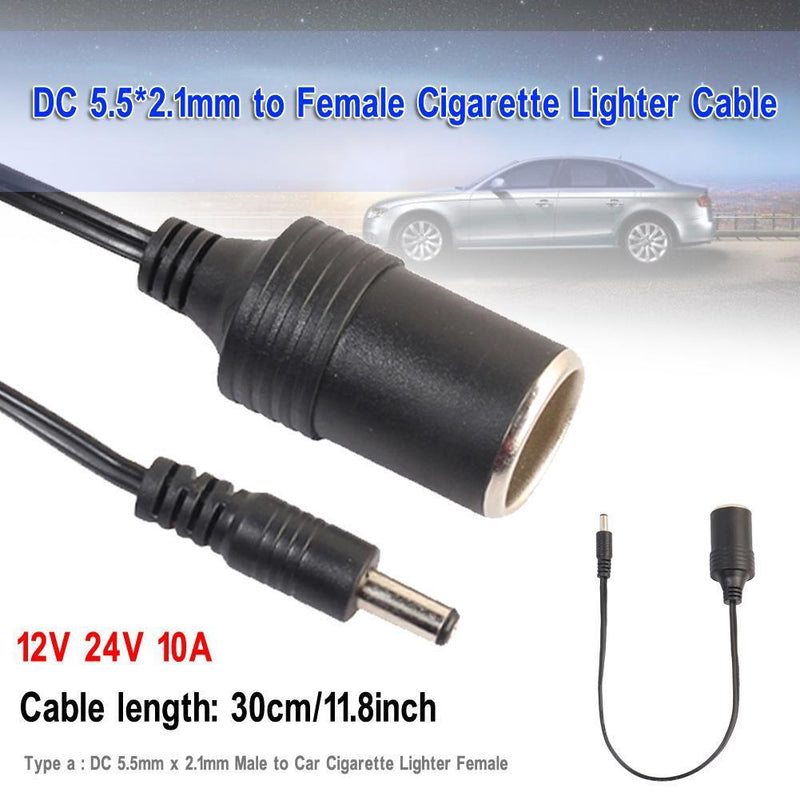 Plug Cable DC 5.5x2.1mm to Car Cigarette Lighter Socket Power Supply(A)