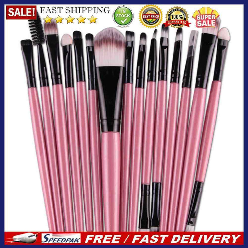 15pcs Eye Shadow Makeup Brush Set Eyes Make Up Eyebrow Brushes?Pink Black?