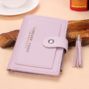 Folded Women Tassels PU Leather Handbag Hasp Small Wallet Purse(Purple)