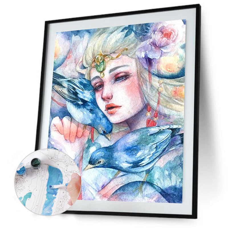 Oil Paint Painting Girl By Numbers Coloring Picture Digital Drawing