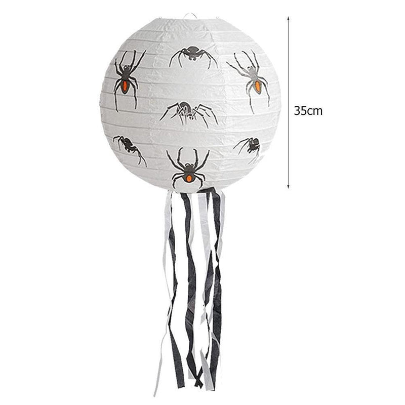 Halloween White Spider Paper Lanterns Reusable for Ghost Festival Items (35