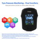 Motorcycle TPMS Waterproof Tire Pressure Monitor System with 2 External Sensors