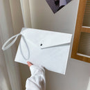 Women Felt Solid Color Envelop Bag Large Capacity Clutch Bags (White)