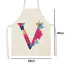 Flower V Printed Linen Apron Waterproof Kitchen Cooking Bibs (82X68CM)