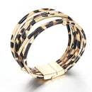 Clasp Bracelet Wide Wristband Leopard Leather Bangle  Bracelets & Bangles
