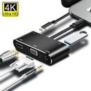 Speaker 3.5mm Audio Adapter Docking Station Type-C Hub USB 3.0 VGA 4K HDMI
