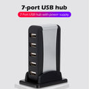 Vertical USB Hub 7 Ports USB 2.0 Splitter with Power Adapter for PC (EU)