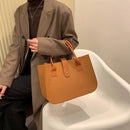 Women PU Leather Quilted Shoulder Bag Luxury Travel Pure Color Top-Handle Bag