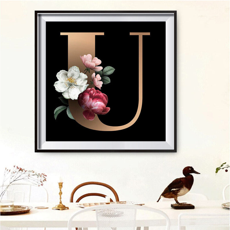 Letter U Full Round Drill Mosaic Diamond Painting Rhinestone Crafts Drawing Sets