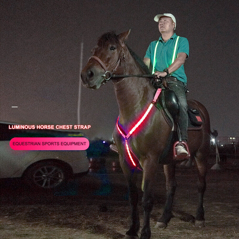 LED Horse Harness Collars Luminous Lights Horse Riding Safety Halters Equipme