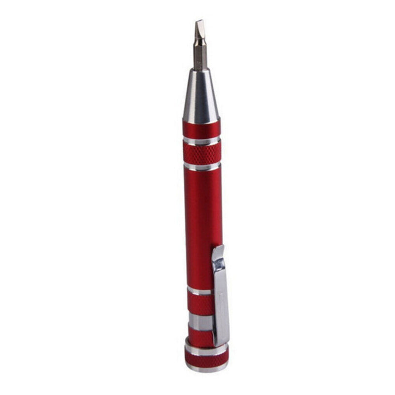 8 in 1 Multiuse Precision Pen Screwdriver Hand Repair Tools Kit (Red) Newly