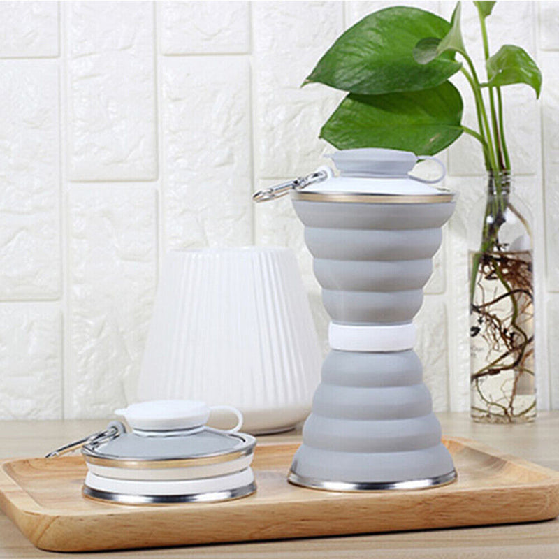 Sports 500mL Collapsible Soft Kettle Outdoor Silicone Water Bottle (Grey) Newly