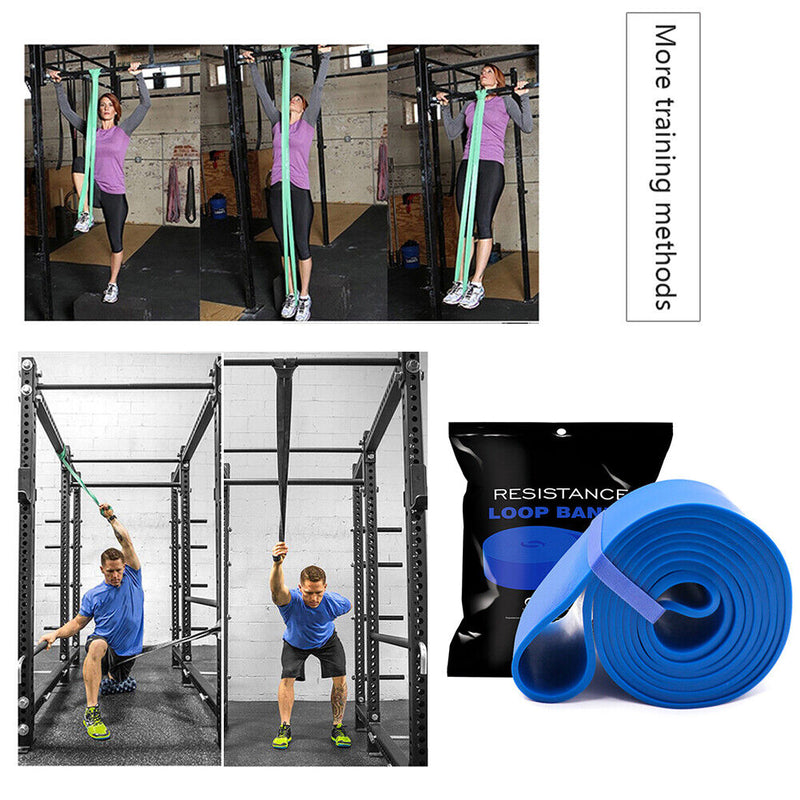 Elastic Resistance Band Exercise Gym Fitness Strength Belt (Blue 64mm)