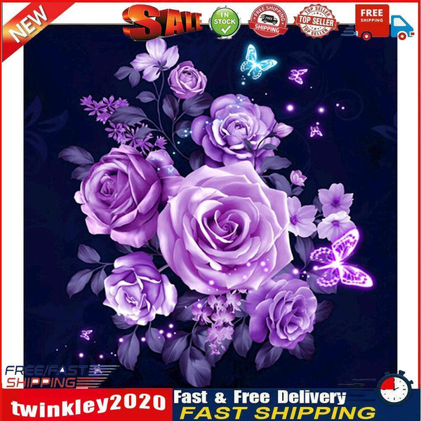 Purple Rose 5D Diamond Painting Embroidery DIY Cross Stitch Home Decor Newly