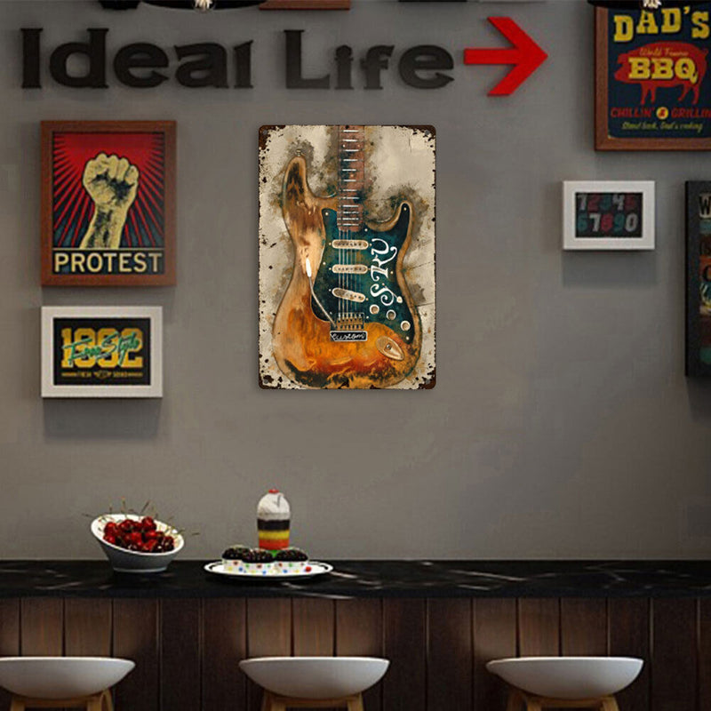 #A Retro Guitar Metal Plate Tin Sign Plaque for Bar Pub Club Cafe Home Decorat