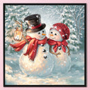 11CT Full Embroidery Christmas Snowman Cotton Print Cross Stitch Home Decoration