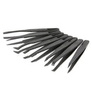 8pcs Portable Black Anti-static Plastic Tweezer Heat Resistant Repair Tool Newly