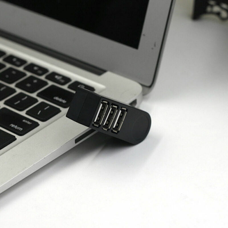 Mini 3 Port USB 2.0 Rotate Splitter HUB High Speed Laptop Expansion R6A9