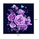 DIY 5D Purple Flowers Diamond Painting Embroidery Cross Crafts Stitch Decor